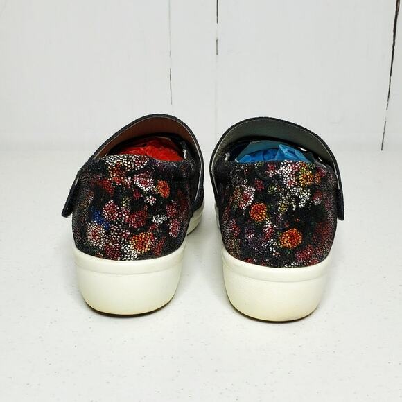Traq Alegria Qin Garland Floral Print Leather Wedge Heel Professional Clogs 38 - Picture 9 of 12